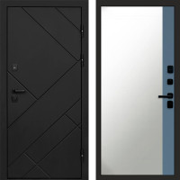 Дверь входная Стоун Black Зеркало фацет Grey софт