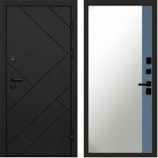 Дверь входная Стоун Black Зеркало фацет Grey софт